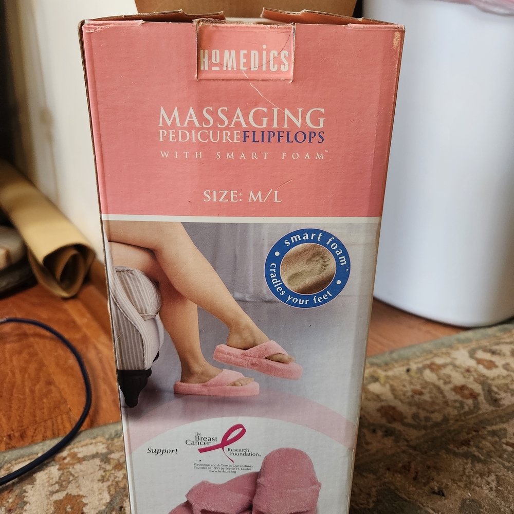 Homedics Pink Massaging Pedicure Flip Flops with Smart Foam